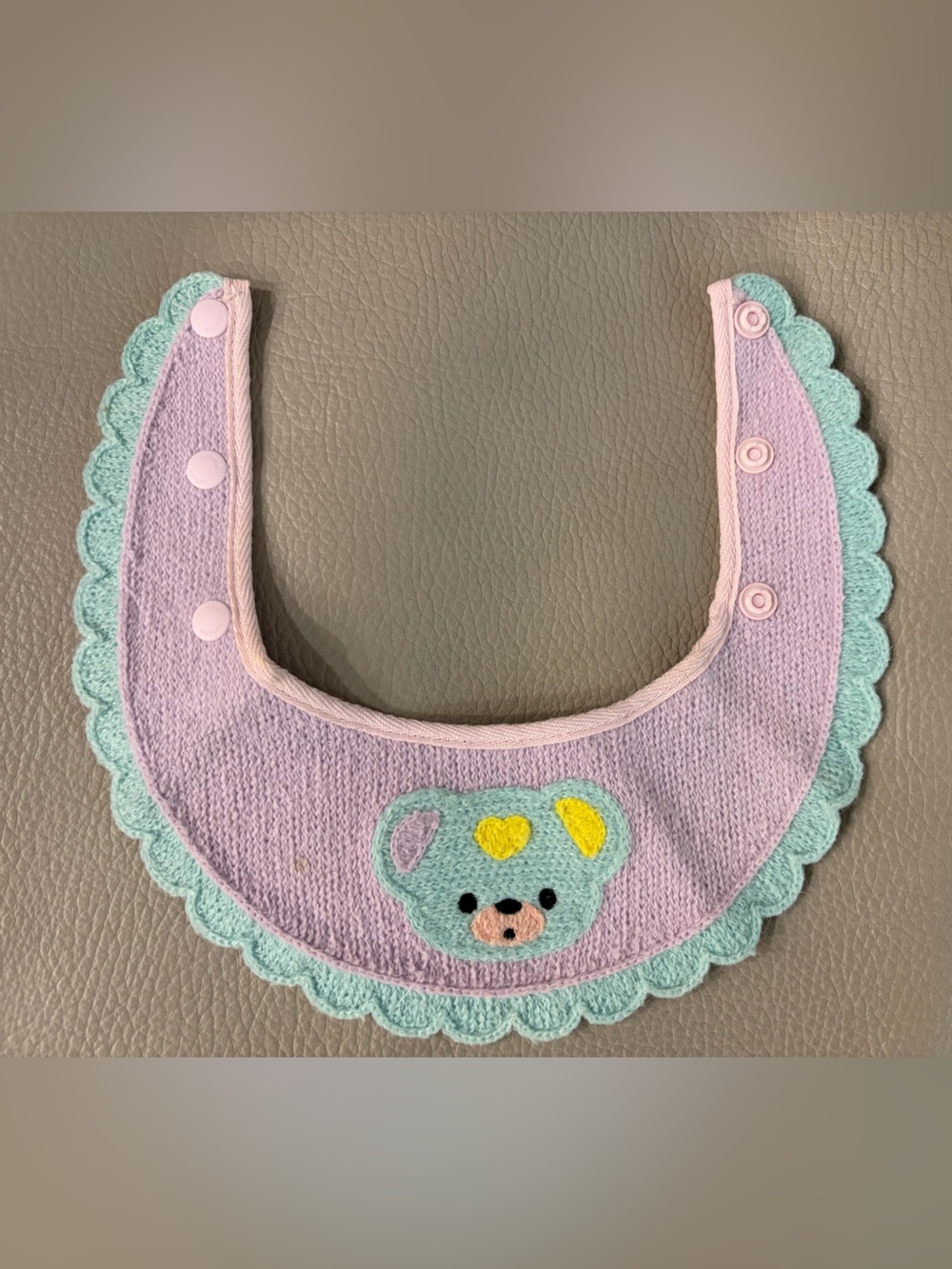 Puppy Bib Pastel Purple & Mint Bear Bib - Snap Closure